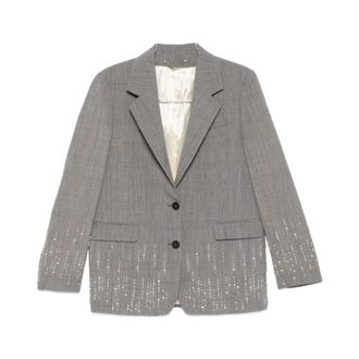Golden Goose Blazers, female, Gray, Size: 2XS Check Embellishment Jacket