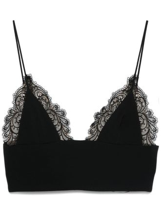 DAVID KOMA Top crop con pizzo - Nero