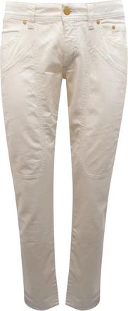 Jeckerson 5-Pocket Wollen Broek Gemaakt in Itali&euml; - Dames - Slim Fit Jeans - Wit - W33 - Wol - Jeans