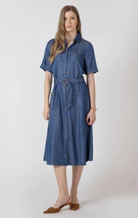 Dex Clothing Classic Charm Midi Dress In Chambray
