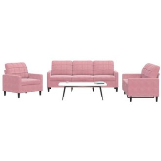 vidaXL Juego De Sof&aacute;s Con Cojines 3 Piezas Terciopelo Rosa Vidaxl