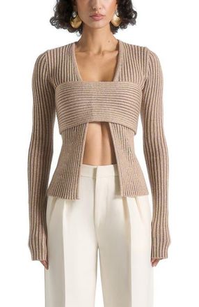 Mani&egrave;re De Voir Marisa 2-In-1 Knit Bandeau Cardigan in Taupe at Nordstrom, Size X-Small