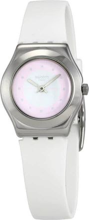 Swatch Sowhite Pink Dial White Silicone Ladies Watch YSS316