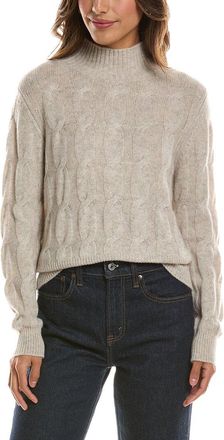 Fort&eacute; Cashmere Cable Mock Neck 100% Cashmere Sweater