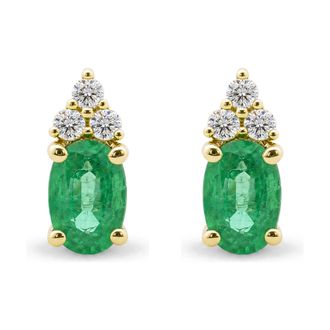 House of Brilliance 10K Yellow Gold Birthstone and Diamond Trio Stud Earrings