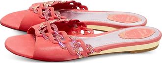 Rene Caovilla Sandali in pelle scamosciata con cristalli - Rosa