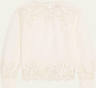 SIMKHAI Wendlyn Embroidered Long-Sleeve Top