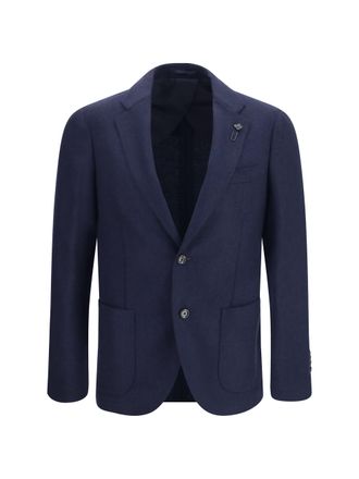 Lardini Mens Jacket Single-Breasted Wool And Cashmere Blue Merino (ovis Aries)