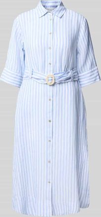 Christian Berg Hemdblusenkleid aus Leinen mit G&uuml;rtel in Hellblau, Gr&ouml;&szlig;e 34