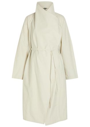 Eileen Fisher Eileen Fisher Belted Cotton-blend Poplin Coat - Light Grey - L (UK 18-20 / XL)