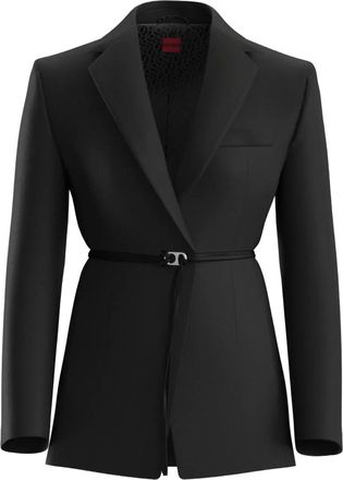 HUGO BOSS Blazer sartoriale con cintura - Nero