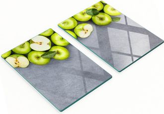 OEM Taglieri Decorativi In Vetro Per Tagliare E Servire, Motivo Mele Verdi, 2x40x52 Cm
