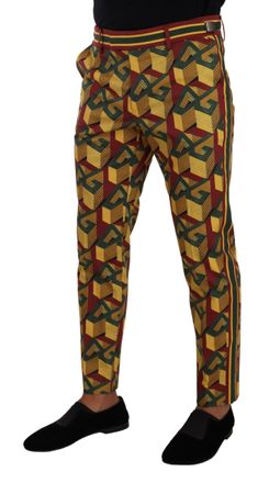Dolce & Gabbana Mens Logo-Print Cotton Trousers Multicolor Elastane