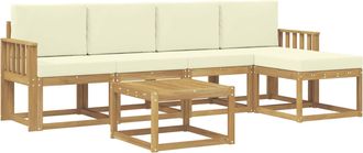 vidaXL Conjunto De Sof&aacute;s De Exterior 6 Uds. Blanco Y Crema Vidaxl