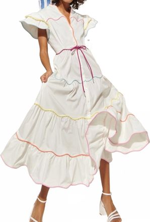 Celia B Baba Voyager V-Neck Midi Dress In White