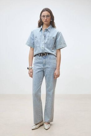 Suncoo Ritchy Leopard Print Jeans In Jeans Clair
