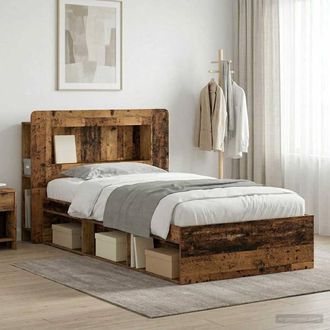 Berkfield Home Bed Frame with Storage Old Wood 90 x 200 cm Engineered Wood in Brown