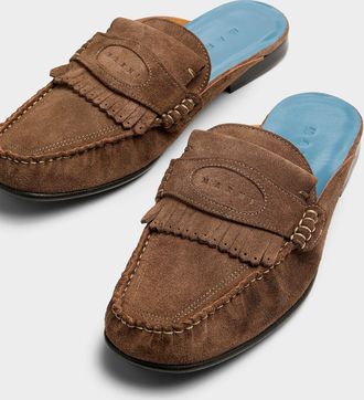 Marni Mens Suede fringe loafer mule Men