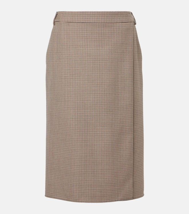 Houndstooth wool pencil skirt