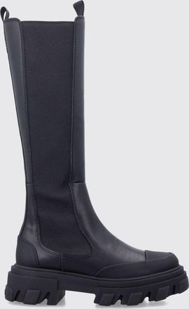 Ganni Stivali Chelsea al ginocchio in pelle riciclata con suola chunky