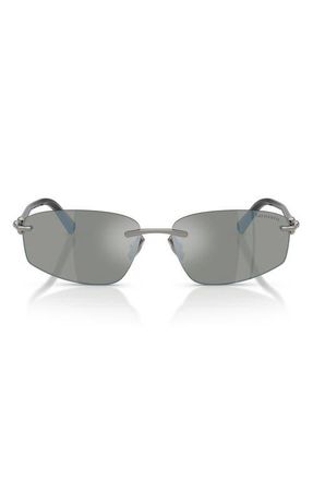 Tiffany & Co. 59mm Irregular Rectangular Sunglasses in Gunmetal /Grey Mirror Blue at Nordstrom