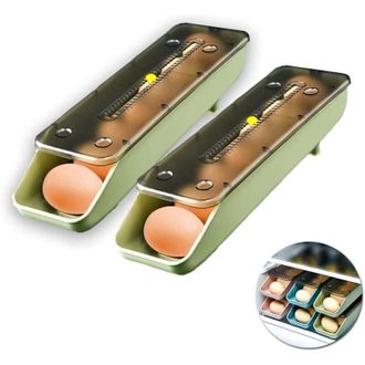 OEM Juego De 2 Cajas Apilables Para Huevos Para El Refrigerador, Dispensador Autom&aacute;tico Con Tapa Transparente, Ahorran Espacio - Crezuo