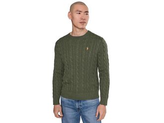 Polo Ralph Lauren Cable-Knit Cotton Sweater Mens Clothing Garden Trail Heather : 2XL