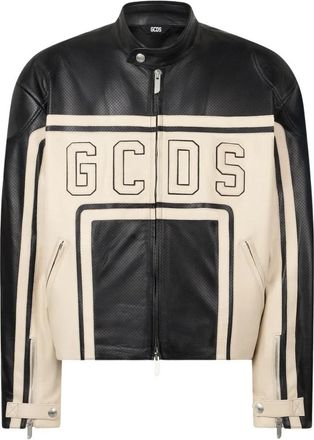 GCDS Perforated Leather Racing Jacket - Dames - Leren en Su&egrave;de Jassen - Veelkleurig - L - Leer - Jassen