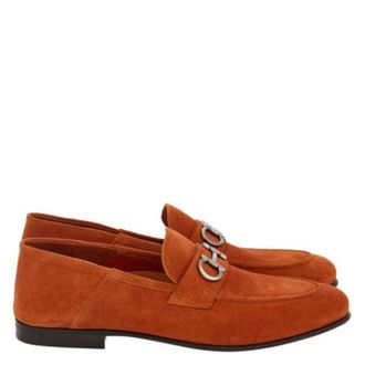 Ferragamo Gancini Ornament Suede Mocassins, Size 9 E