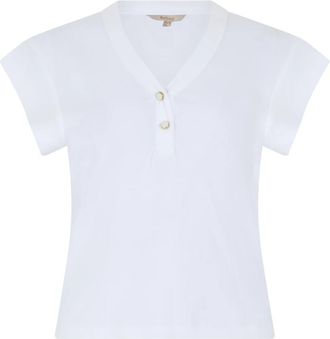 Barbour Katoenen T-shirt met Korte Mouwen - Dames - Polos - Wit - L - Katoen - Tops