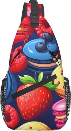 Generic Colorful Macarons Crossbody Bag Adjustable Cross Body Bag With Zipper Sling Backpack For Casual Women Camping