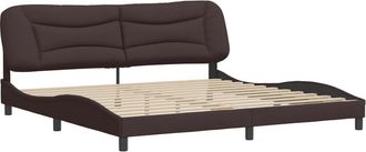 vidaXL Cama Sin Colch&oacute;n Tela Marr&oacute;n Oscuro 200x200 Cm Vidaxl