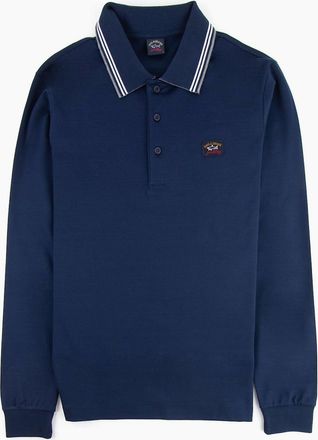 Paul & Shark Mens Paul And Shark Tipped Longsleeve Polo Shirt Navy - Size: 38
