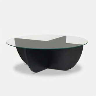 M&S Collection Tavolino da salotto in vetro temperato e legno design moderno Liya - Nero