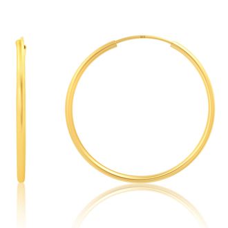MAX + STONE 10k Yellow Gold 1.5mm Tube Flex Continuous Hoop Earrings 10MM-33MM