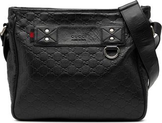 Gucci Pre-owned Womens Guccissima Web Crossbody - Black Leather - One Size