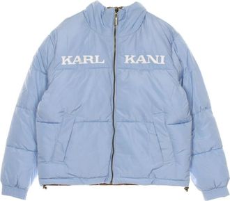 Karl Kani Omkeerbare Retro Puffer Jas Lichtblauw/Bruin - Dames - Winterjassen - Blauw - M - Polyester - Jassen