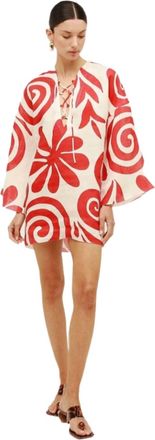 Cala de la Cruz Printed Midi Dress In Red