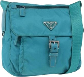 Prada Pre-owned Cross Body Bags, female, Blue, Size: ONE SIZE Pre-owned Nylon Cross Body Bag