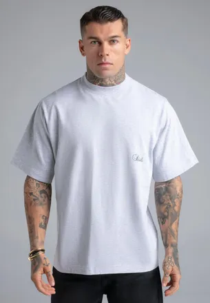 Siksilk Mens Grey Marl Oversized T-Shirt XL