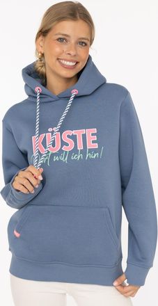 Zwillingsherz Hoodie ZWILLINGSHERZ K&uuml;ste, Damen, Gr. L/XL, jeans, Sweatware, Obermaterial: 50% Baumwolle, 50% Polyester, comfort fit h&uuml;ftlang, ohne Ausschnitt, ange