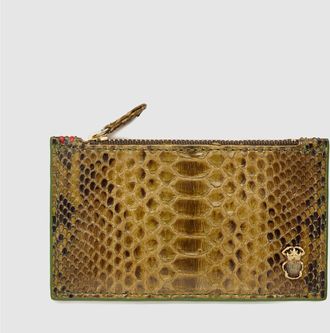 CLARIS VIROT Porte-cartes Héléna Python Dark Kaki