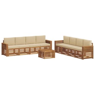 vidaXL Conjunto De Sof&aacute;s De Exterior 9 Uds. Natural Y Beige Vidaxl