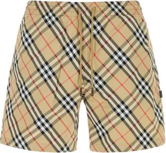 Burberry Printed Nylon Check Zwemshorts - Heren - Strandmode - Beige - XL - Nylon - Badmode
