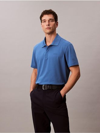 Calvin Klein Mens Cotton Blend Pique Classic Polo Shirt - Blue - XS
