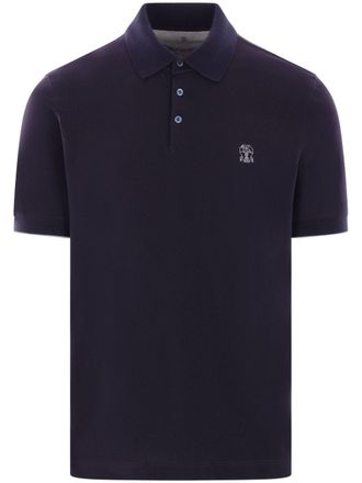 Brunello Cucinelli Poloshirt met logoprint - Blauw
