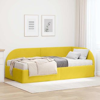 vidaXL Estructura De Cama Esquina Con Colch&oacute;n 2 Uds. Amarillo Vidaxl