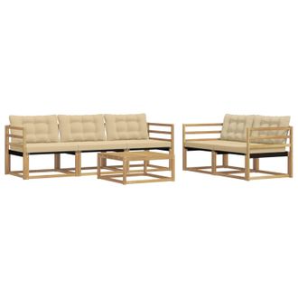 vidaXL Conjunto De Sof&aacute;s De Exterior 6 Pcs Y Beige 79 X 79 X 37 Cm Vidaxl
