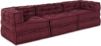 vidaXL Modular Sofa 3 pcs Maroon Fabric vidaXL