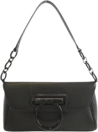 Ferragamo Pre-owned Shoulder Bags, female, Black, Size: ONE SIZE Pre-owned Leather Shoulder Bag